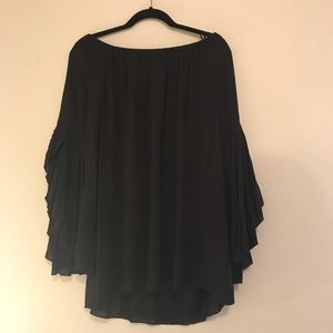 Black tunic with ruffled sleeves